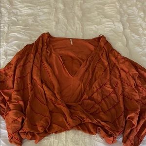 Free people Orange / Red Striped oversized top